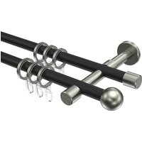 Gardinenstange Metall in Schwarz/Edelstahl Optik 16 mm Ø Sinux Puros, doppelläufig