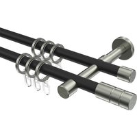 Gardinenstange Metall in Schwarz/Edelstahl Optik 16 mm Ø Sinux Caras, zweiläufig