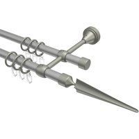 Vorhangstange Silbergrau / Chrom matt, Metall 16 mm Ø Primus Lorenzo, 2-läufig