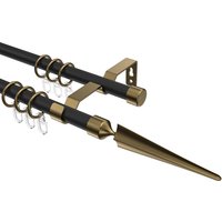 Vorhangstange Schwarz / Messing Antik, Metall 16 mm Ø Olymp Lorenzo, doppelläufig