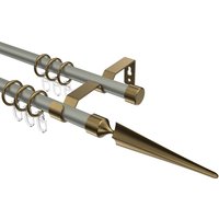 Gardinenstange Chrom matt / Messing Antik, Metall 16 mm Ø Olymp Lorenzo, doppelläufig