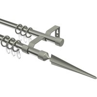 Gardinenstange Edelstahl-Optik / Chrom matt, Metall 16 mm Ø Olymp Lorenzo, zweiläufig