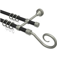 Vorhangstange Schwarz / Chrom matt, Metall 16 mm Ø Primus Allegra, 2-läufig