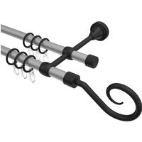 Gardinenstange Silbergrau / Schwarz, Metall 16 mm Ø Primus Allegra, doppelläufig