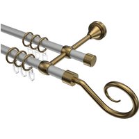Gardinenstange Silbergrau / Messing Antik, Metall 16 mm Ø Primus Allegra, zweiläufig