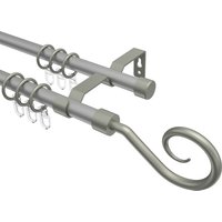 Gardinenstange Silbergrau / Chrom matt, Metall 16 mm Ø Olymp Allegra, zweiläufig