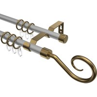 Gardinenstange Silbergrau / Messing Antik, Metall 16 mm Ø Olymp Allegra, doppelläufig