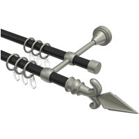 Vorhangstange Schwarz / Chrom matt, Metall 16 mm Ø Primus Matteo, 2-läufig