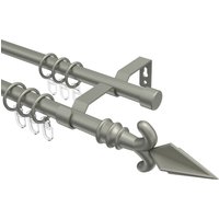 Gardinenstange Chrom matt, Metall 16 mm Ø Olymp Matteo, 2-läufig