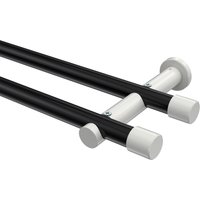 Vorhangstange Schwarz / Weiß, Metall 20 mm Ø Platon Santo, doppelläufig
