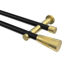 Gardinenstange Schwarz / Messing-Optik, doppelläufig Metall 20 mm Ø Platon Tanara