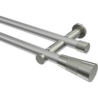 Vorhangstange Silbergrau / Edelstahl-Optik, doppelläufig Metall 20 mm Ø Platon Tanara