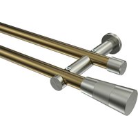 Vorhangstange Messing Antik / Edelstahl-Optik, zweiläufig Metall 20 mm Ø Platon Tanara