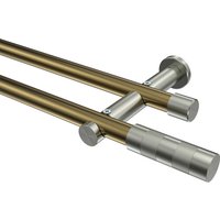 Vorhangstange Messing Antik / Edelstahl-Optik, doppelläufig Metall 20 mm Ø Platon Mavell
