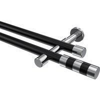 Gardinenstangen Schwarz / Chrom, Metall 20 mm Ø Prestige Mavell, zweiläufig