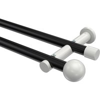 Gardinenstange Schwarz / Weiß, Metall 20 mm Ø Platon Luino, doppelläufig