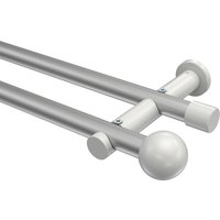 Vorhangstange Silbergrau / Weiß, Metall 20 mm Ø Platon Luino, doppelläufig