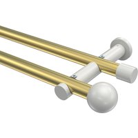 Vorhangstange Messing-Optik / Weiß, doppelläufig Metall 20 mm Ø Platon Luino