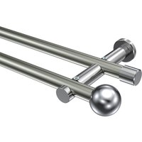 Gardinenstange Edelstahl-Optik / Chrom, 2-läufig Metall 20 mm Ø Platon Luino