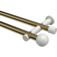 Vorhangstange Messing Antik / Weiß, 2-läufig Metall 20 mm Ø Platon Luino