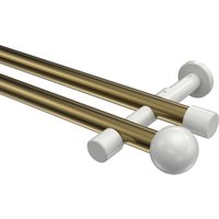 Vorhangstange Messing Antik / Weiß, doppelläufig Metall 20 mm Ø Prestige Luino