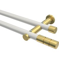 Vorhangstange Weiß / Messing-Optik, zweiläufig Metall 20 mm Ø Platon Elanto