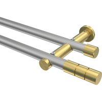 Vorhangstange Silbergrau / Messing-Optik, 2-läufig Metall 20 mm Ø Platon Elanto