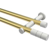 Vorhangstange Messing-Optik / Weiß, zweiläufig Metall 20 mm Ø Platon Elanto