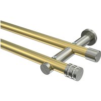 Gardinenstangen Messing-Optik / Edelstahl-Optik 20 mm Ø Platon Estana, 2-läufig