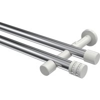 Gardinenstange Chrom / Weiß, Metall 20 mm Ø Prestige Estana, zweiläufig