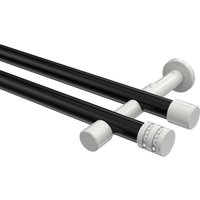 Vorhangstange Schwarz / Weiß, Metall 20 mm Ø Prestige Estana, zweiläufig
