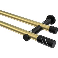 Vorhangstange Messing-Optik / Schwarz, doppelläufig Metall 20 mm Ø Platon Zoena
