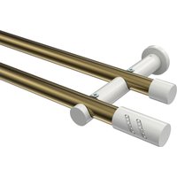 Gardinenstange Messing Antik / Weiß, doppelläufig Metall 20 mm Ø Platon Zoena