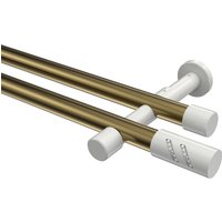 Gardinenstange Messing Antik / Weiß, zweiläufig Metall 20 mm Ø Prestige Zoena