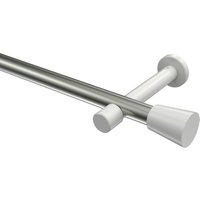 Gardinenstange Edelstahl-Optik / Weiß, Metall 20 mm Ø Prestige Sitra