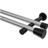 Vorhangstange Silbergrau / Schwarz, Metall 20 mm Ø Prestige Sitra, 2-läufig