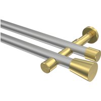 Vorhangstange Silbergrau / Messing-Optik, doppelläufig Metall 20 mm Ø Prestige Sitra