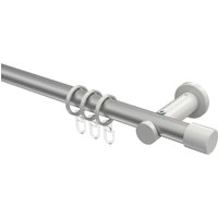 Gardinenstangen Silbergrau / Weiß, Metall 20 mm Ø Platon Santo