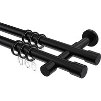 Gardinenstange Schwarz, Metall 20 mm Ø Prestige Santo, doppelläufig