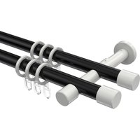 Vorhangstangen Schwarz / Weiß, Metall 20 mm Ø Prestige Santo, doppelläufig