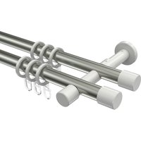 Stilgarnitur Edelstahl-Optik / Weiß, Metall 20 mm Ø Prestige Santo, zweiläufig