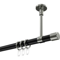 Vorhangstange (Deckenanbringung) Schwarz / Edelstahl-Optik, Metall 20 mm Ø Sonette Santo