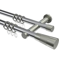 Vorhangstange Chrom / Edelstahl-Optik, zweiläufig Metall 20 mm Ø Platon Tanara