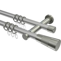 Vorhangstange Silbergrau / Edelstahl-Optik, doppelläufig Metall 20 mm Ø Platon Tanara
