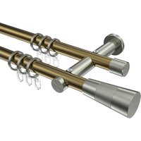 Vorhangstange Messing Antik / Edelstahl-Optik, zweiläufig Metall 20 mm Ø Platon Tanara