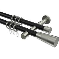 Gardinenstange Schwarz / Edelstahl-Optik, Metall 20 mm Ø Prestige Tanara, 2-läufig