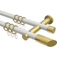 Vorhangstange Weiß / Messing-Optik, doppelläufig Metall 20 mm Ø Platon Verano