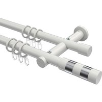 Gardinenstangen Weiß, Metall 20 mm Ø Platon Mavell, doppelläufig