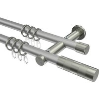 Vorhangstange Silbergrau / Edelstahl-Optik, 2-läufig Metall 20 mm Ø Platon Mavell
