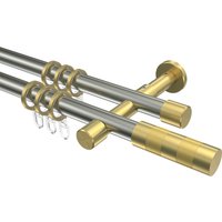Gardinenstangen Edelstahl-Optik / Messing-Optik 20 mm Ø Prestige Mavell, doppelläufig